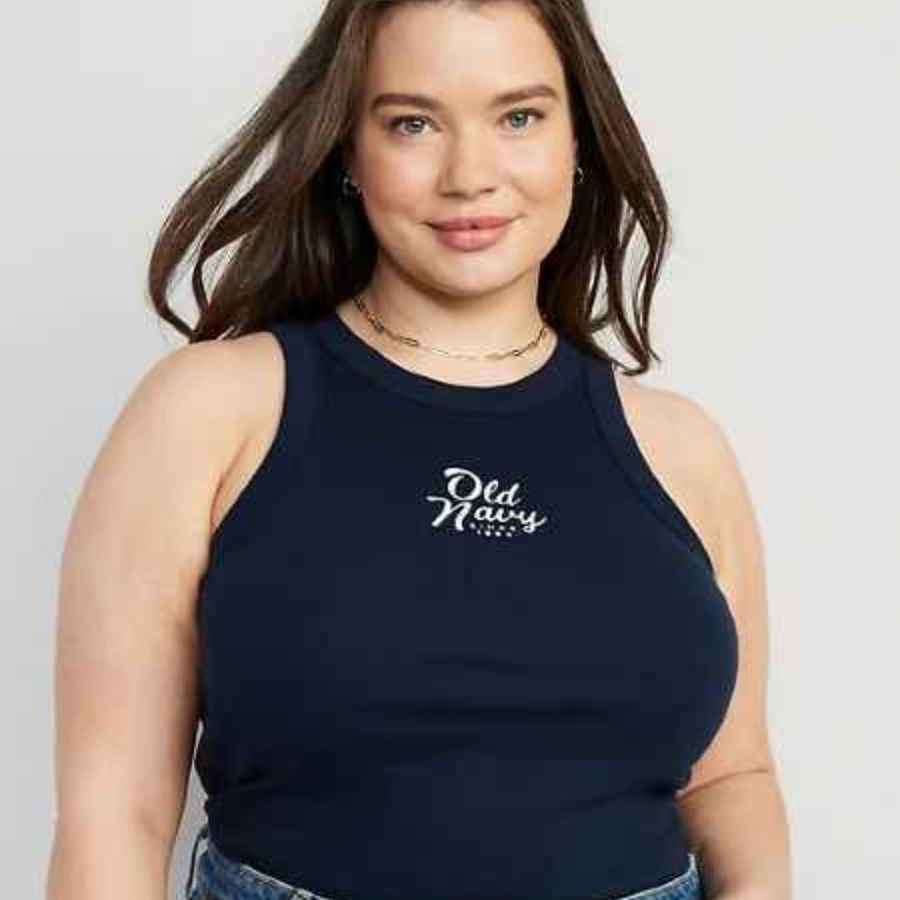 OLD NAVY Logo Graphic Rib-Knit Cropped Tank Top - Size 4x